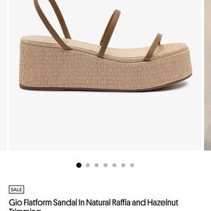 Larroude Platform Sandal in Natural Raffia and Hazelnut